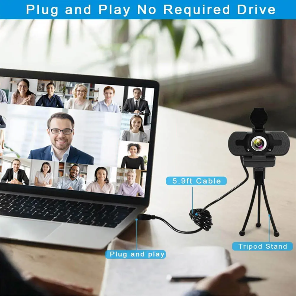 Naujas 1080P HD Kamera, 30 FPS Mini Kompiuteris PC WebCamera Su Mikrofonu Trikojo Live Transliacijos Vaizdo skambučius Konferencijos Darbą