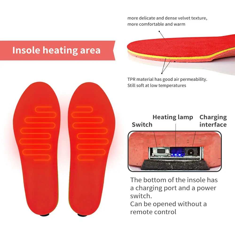 Medžioklės USB Šildomos Batų Vidpadžiai Elektros Koja Atšilimo Trinkelėmis Kojų Šilčiau Kojinių Padas Mat Žiemos Lauko Sporto Šildymo Vidpadžiai