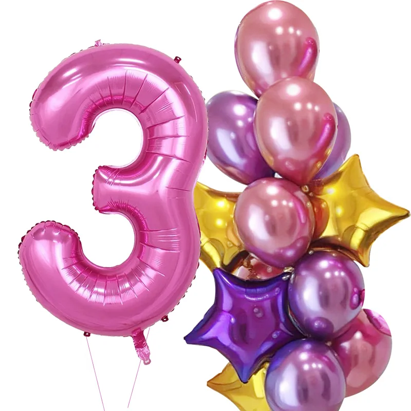 13pcs skaičius balionas Laimingas gimtadienio dekoracijas suaugusiųjų kid 40 colių rožinė mėlyna folija balionas Metalo ballon vestuves tiekimo