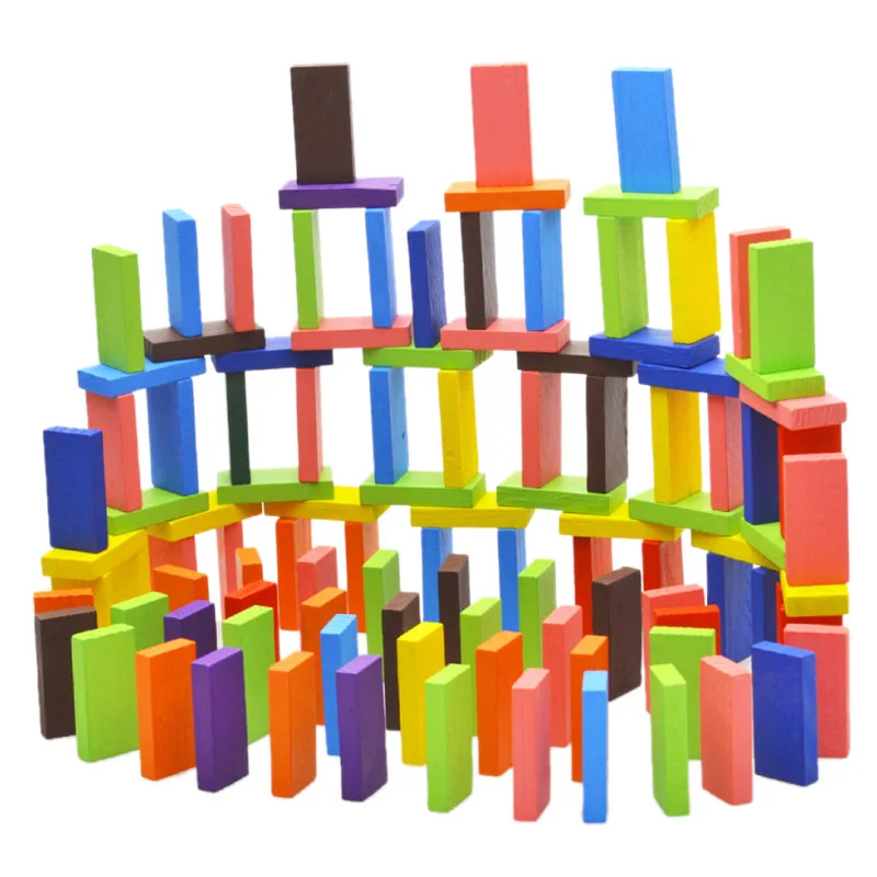 120Pcs/Set Sumaišykite 10 Spalvų Medinių Vaikai Vaikus Domino Žaidimas Žaislų Parduotuvė 88 M09
