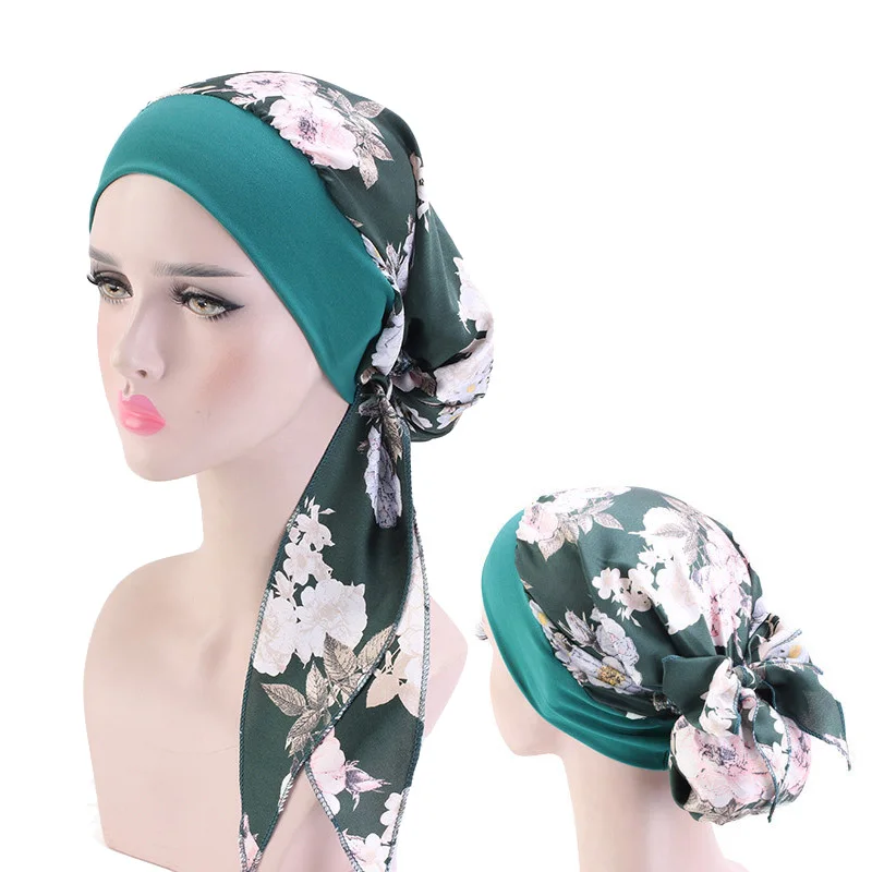 Mados gėlių spausdinti moterų vidinis hijabs bžūp musulmonų galvos skara turbaną variklio dangčio nešioti Islamo ponios wrap pagal hijab kepurės