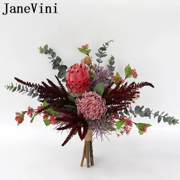 JaneVini Derliaus Dirbtinių Gėlių Nuotakos Puokštė Vakarų Vestuvių Nuotakos Puokštė Sagė Bridesmaid, Puokštės Blumenstrauss 2019
