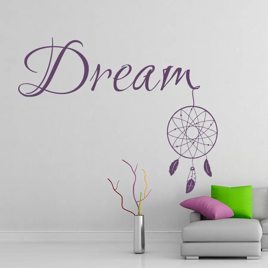 Citatos Dreamcatcher Sienos Lipdukas Nuimamas Vinilo Lipdukai Kambarį Namų Dekoro Miegamajame Papuošti Dream Catcher Freskomis S-566