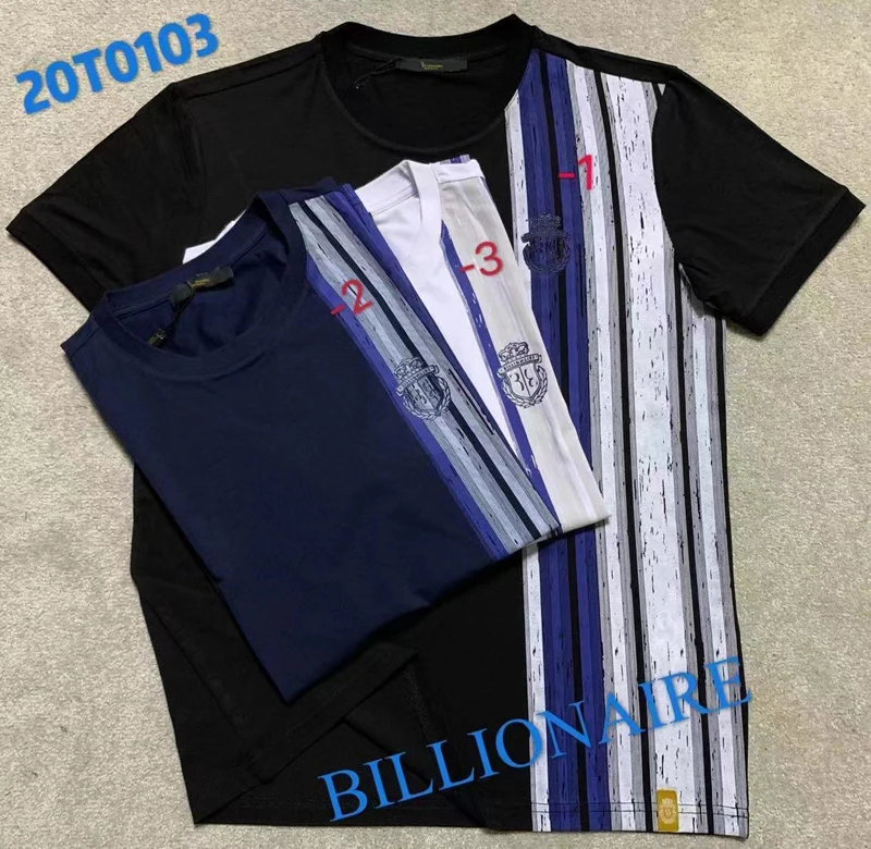 MILIJARDIERIUS T-shirt vyrai medvilnės trumpomis rankovėmis marškiniai 2021 m. vasarą naująjį o-kaklo Verslo siuvinėjimo vientisos spalvos Kvėpuojantis M-4XL