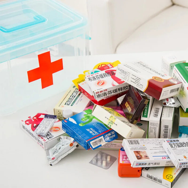 Multi-naudoti talpinimo Plastiko Pirmosios Pagalbos Rinkinio Langelyje Tabletes Organizatorius Nešiojamų Buitiniai Organizor