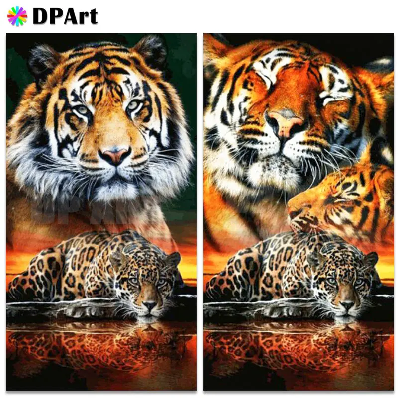 Diamond Tapybos kvadratiniu/Apvalus 5D Tigras, Leopardas Gyvūnų Daimond Kiaulpienių Mozaikos Nuotrauką Siuvinėjimo Kryželiu Dekoro A351
