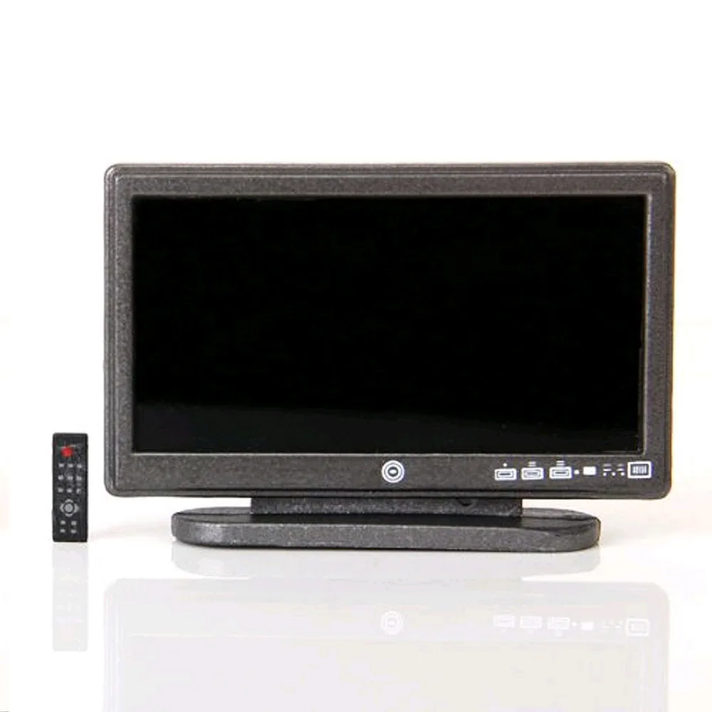 OKI-Miniatiūriniai Lėlių Plačiaekranis Plokščias LCD TV su Nuotolinio Pilka Lėlių Gyvenimo Kambario Baldai