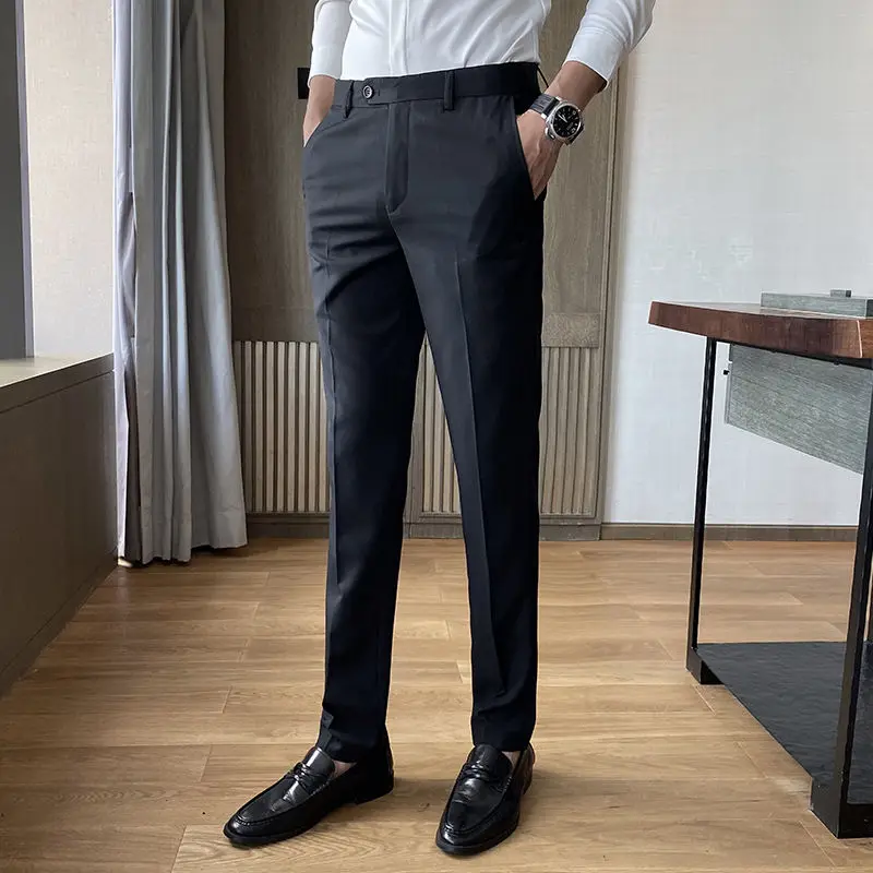 Mados kostiumas kelnės vyrų verslo atsitiktinis mažos kelnės tiesios kelnės jaunimo darbo uniforma Nemokamas pristatymas