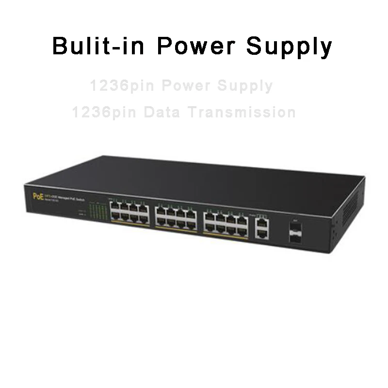 Pramonės Gigabit Switch Didelės Galios POE Switch 28 Prievadą, VLAN 10/100/1000Mbps Pluošto Jungiklis 48V 802.3 af/ne RJ45 Tinklo valdymas