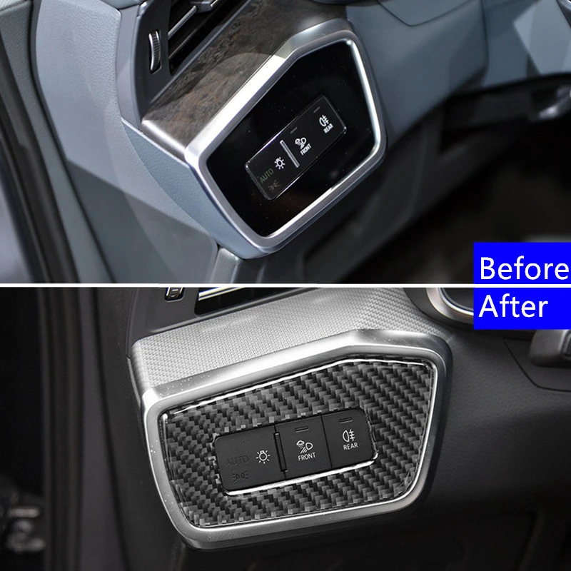 Automobilių Optikos priekinių Žibintų Kontrolės, Dekoratyvinio Skydelio Dangtelį Apdaila Anglies Pluošto Audi A6 C8 A7 2019 LHD Interjero Priedai