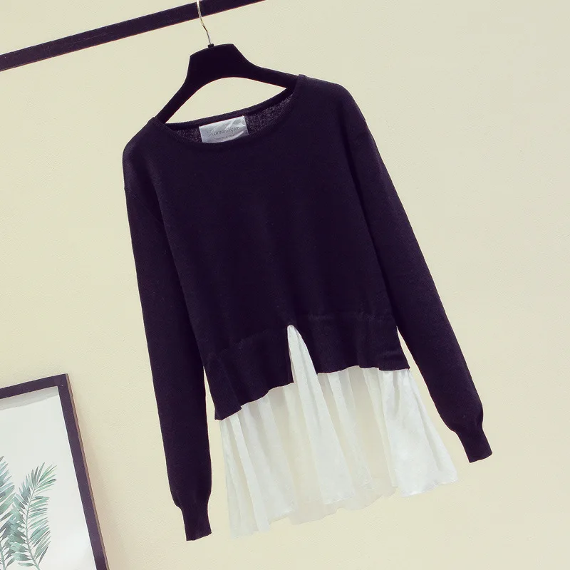 Megztinis Sweatershirt Europa Ir Jungtinės Palaidinės Femme Blusas Mujer De Moda juoda
