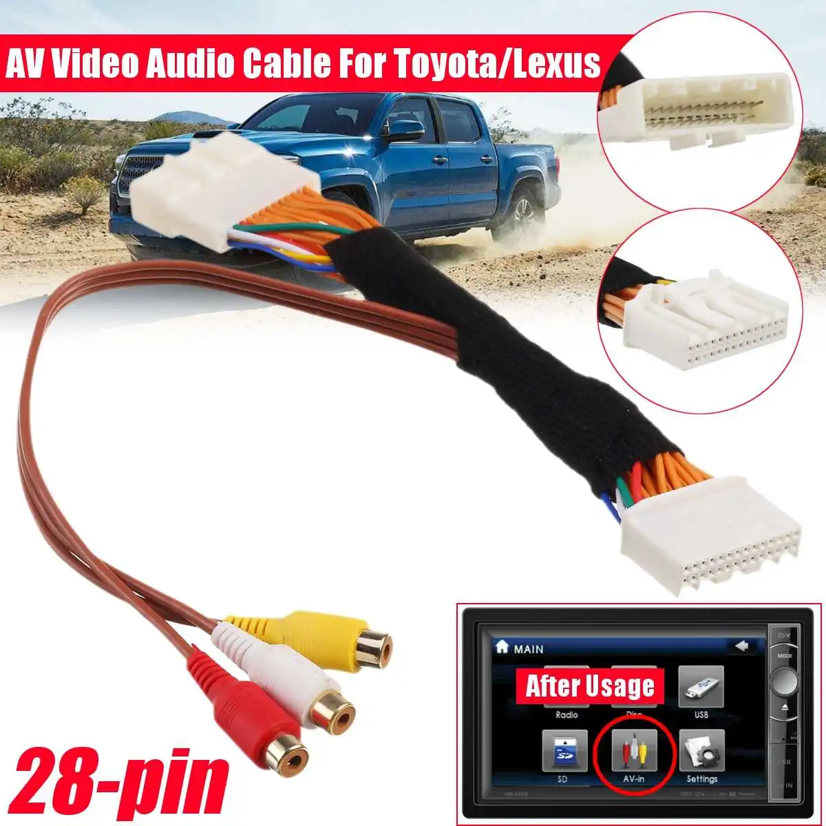 28 Pin AV Video Audio Kabelis Toyota/Lexus 
