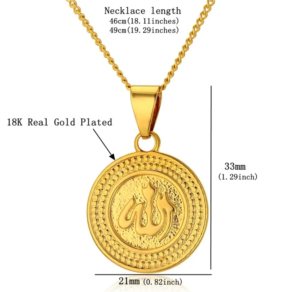 Islamas Islamo Musulmonų Dievas Pakabukas Karoliai Moterų arabų Aukso Spalvos Religinių Juvelyrikos collier femme 2018