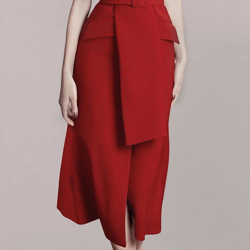 Naujas Dizainas Office Lady Darbo Kostiumas Suknelė Su Diržo Naujų 2020 M. Mados Raudona Juoda Kieta Medžiaga, Elegantiška Berankovė Suknelės Varčias Moterims