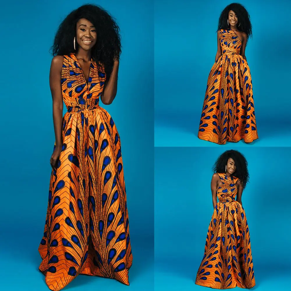 Afrikos Suknelės Moterims Seksualus Multiway Ilga Suknelė Be Rankovių Skraiste Dashiki Ponios Drabužiai Ankara Plius Dydis Afrikos Moterų Suknelė