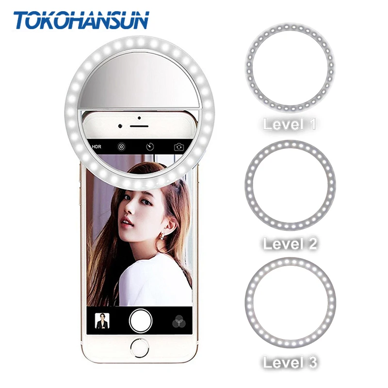 TOKOHANSUN Žiedas Selfie Šviesos diodų (LED) Fotografijos Apšvietimo su USB Įkrovimo Ringlight Led Žiedo 