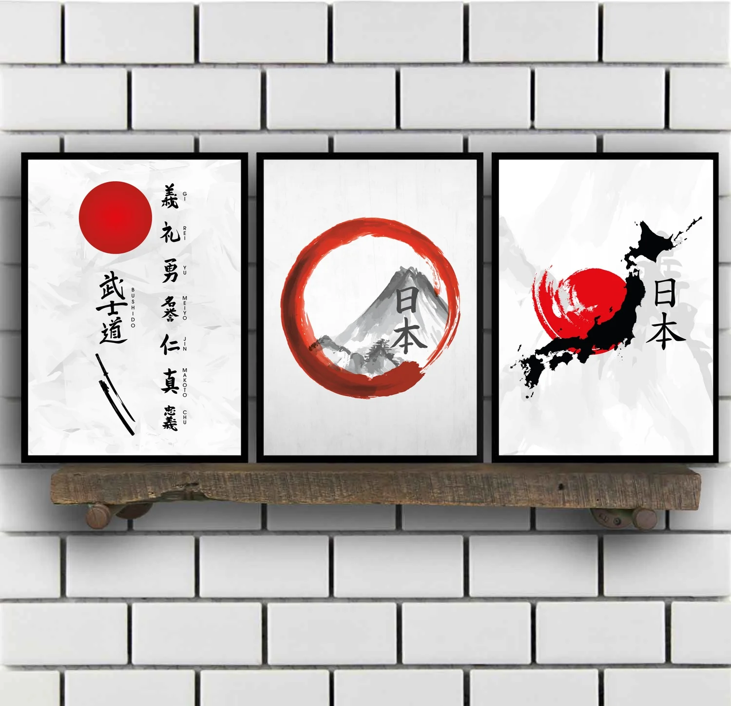 Abstrakti Japonų Bushido Sakura Samurajus Ukiyoe Plakatas