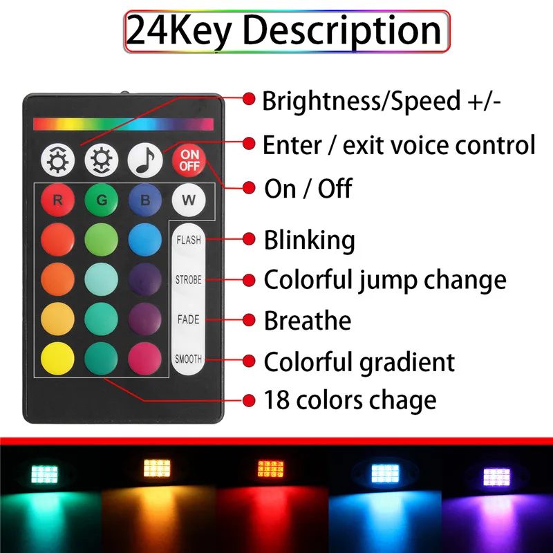 1Set 24W 8X RGB 96LED Roko Šviesa Pagal varantys šviesos 