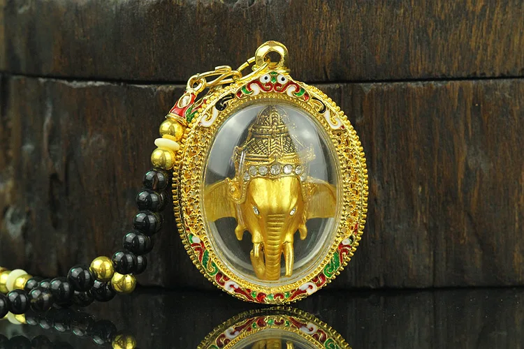 Pietryčių Azijoje, Tailandas Šventykla Greco Budistų kišenėje talismanas, SĖKMĖS PALAIMINTI aukso Ganeša turtų Dievas, Buda kortelė Pakabukas Amuletas
