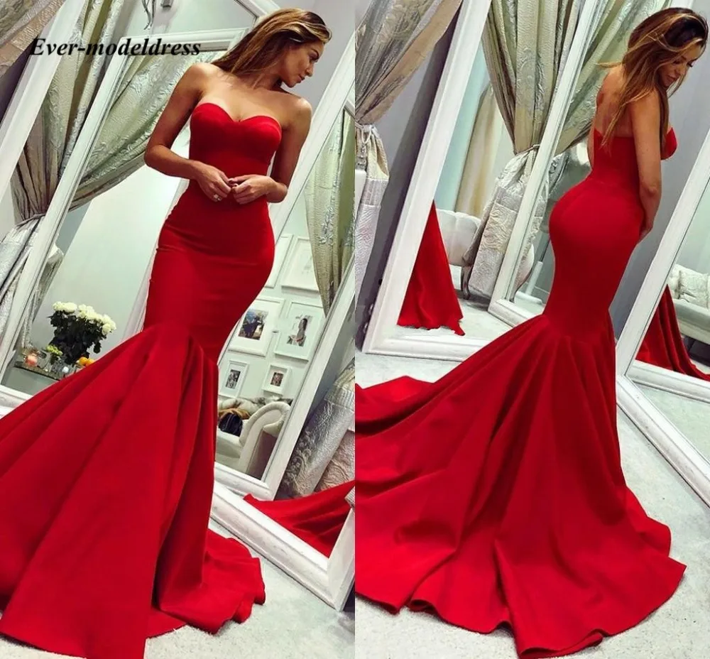 Raudona Undinėlės Bridesmaid Dresses 2021 Brangioji Užtrauktukas Atgal Valyti Traukinio Vestuves Chalatai, Plius Dydis Promenadzie Suknelė Individualų