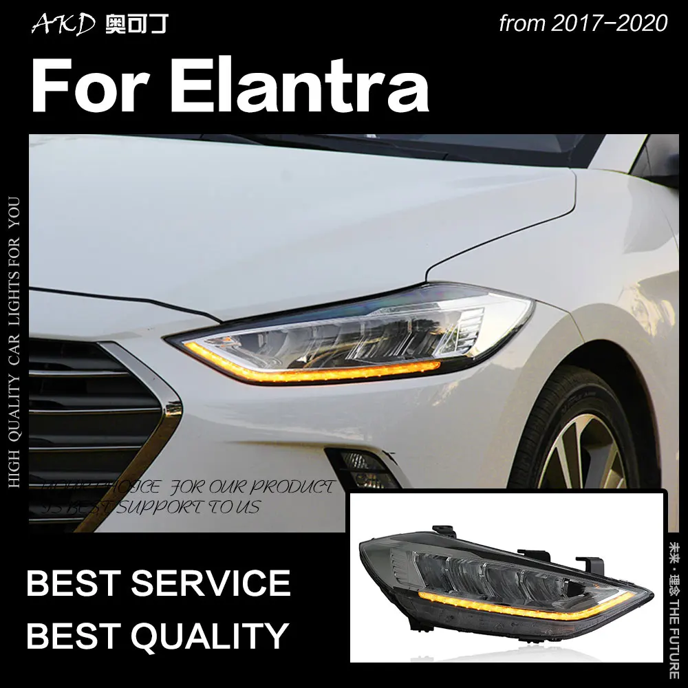 AKD Automobilių Stilius, skirta Hyundai Elantra Žibintai 2017-2020 Elantra Dinaminis Žibintų Signalas DRL LED High artimąsias Auto Priedai