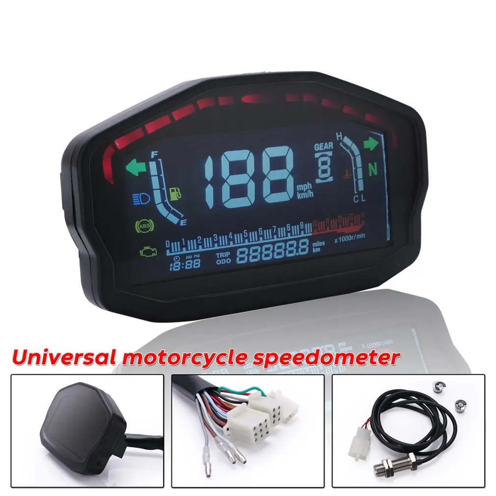 Universalus Motociklas LCD Skaitmeninis Apšvietimas Spidometras Odometras Tachometras Matuoklis Universalus Modifikavimo Dalys