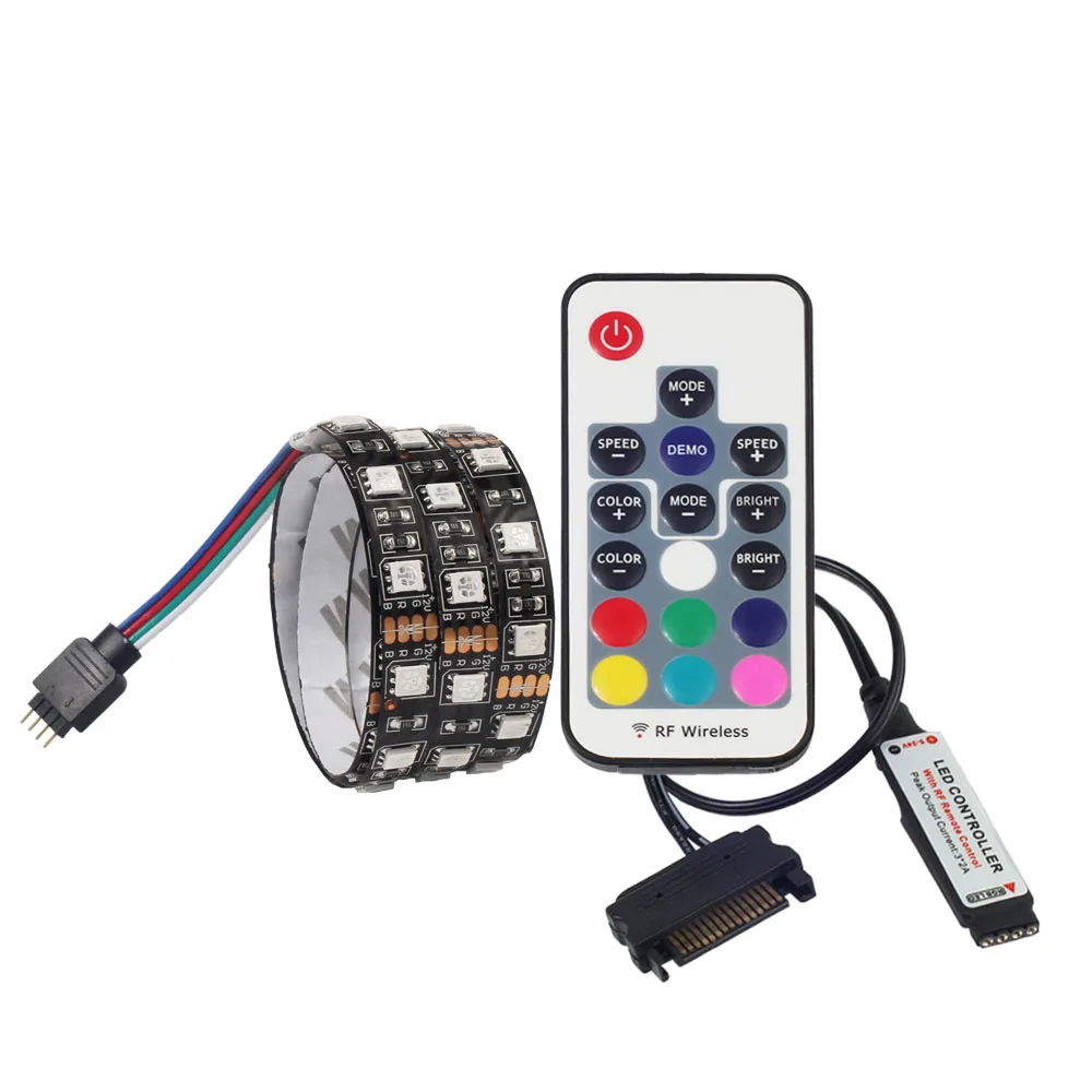 SATA LED Šviesos Juostelės 5050 RGB PC Kompiuterio Atveju, SATA maitinimo sąsaja,nustatytas Magnetas,Nuotolinio Valdymo pultas