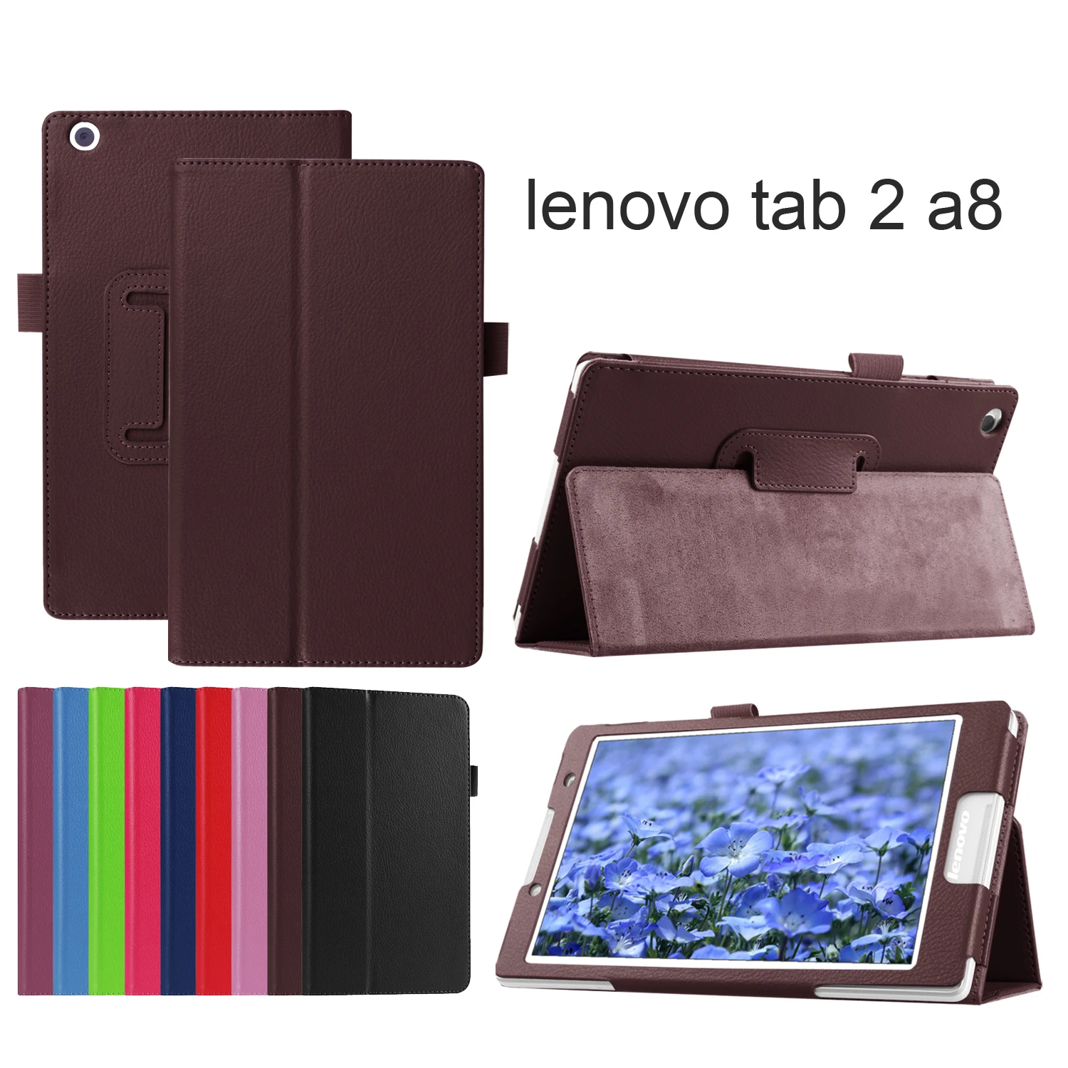 PU odos padengti apsauginiu odos atveju Lenovo Tab 2 A8-50 A8-50F A8 50 B3-850F TB3-850M Atveju +Filmas+Stylus Pen