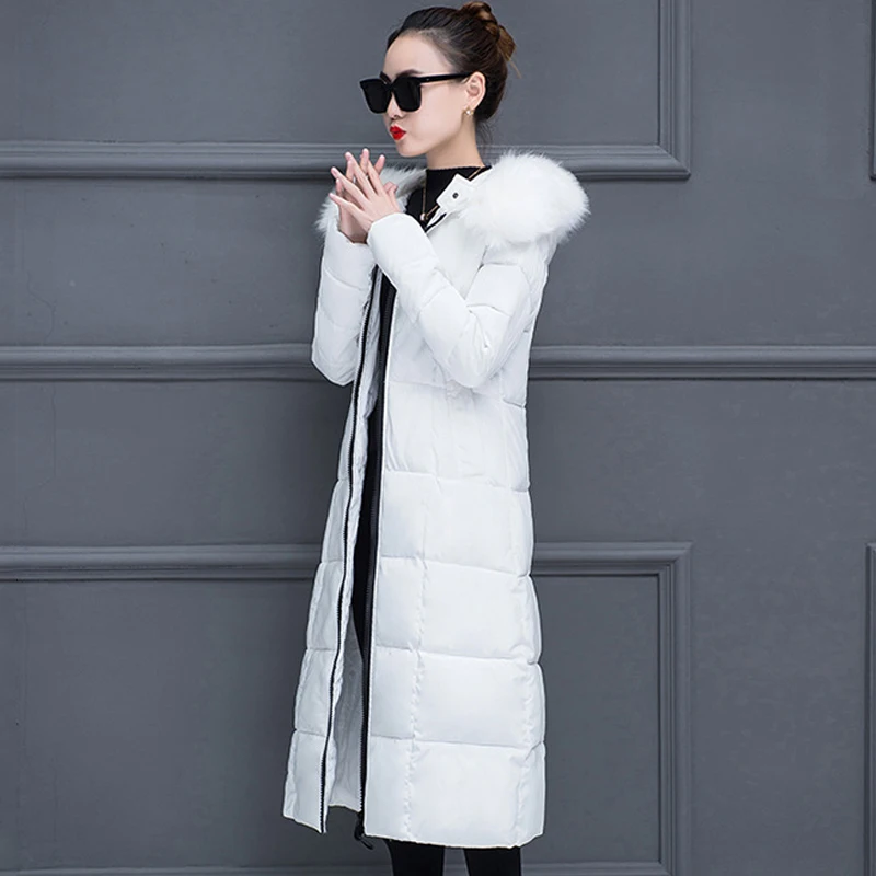 Plius dydis X-ilgai gobtuvu parko moterų office lady outwear medvilnė paminkštinimas striukės su kailio apykakle plonas storas 2020 m. žiemą šiltas, paltai