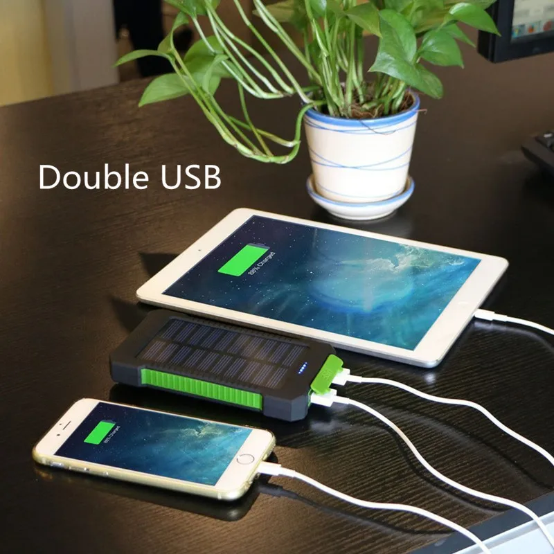Saulės Energijos Banko Vandeniui 50000mAh Saulės Įkroviklis USB Išorinį Įkroviklį Powerbank už Xiaomi 5S Išmanųjį telefoną su LED Šviesa