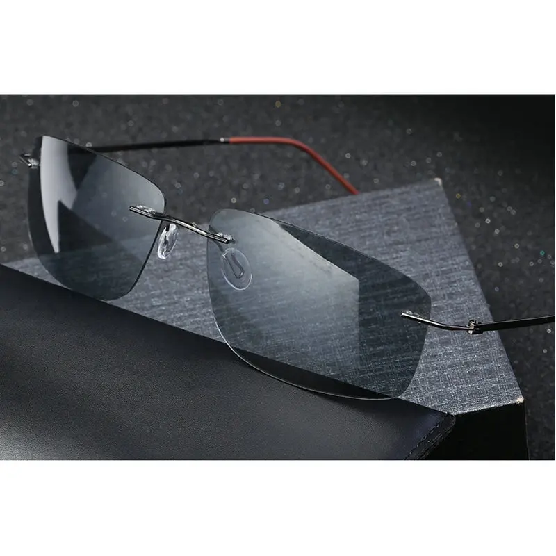 Mados titano ultra light frameless poliarizuoti akiniai nuo saulės ženklo vyrų greitai photochromic akiniai nuo saulės akinimo vairavimo sunglassesNX