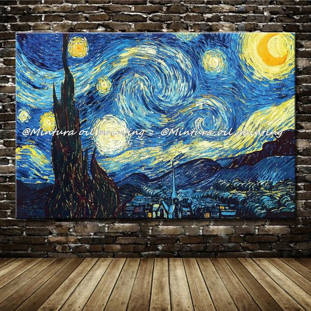 Mintura Meno Vertus, Tapybos Reprodukcijas Van Gogh Žvaigždėtas Dangus Žinomų Naftos Tapyba Ant Drobės, Sienos Nuotrauka Už Kambarį Namų Dekoro