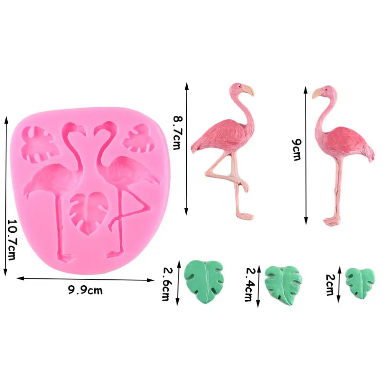 Flamingo Atogrąžų Lapai Paukščių silikono Formos Vėžlys Lapų Minkštas Pelėsių Tortas Dekoravimo Priemonės, Želė Saldainiai, Šokoladas Gumpaste Pelėsis