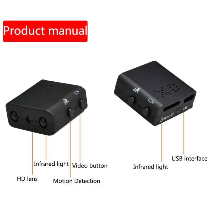 MINI Cam HD 1080P išmanųjį Fotoaparatą, Infraraudonųjų spindulių Naktinio Matymo Apsaugos Kameros Loop Įrašymo Parama 32GB XD PK SQ11
