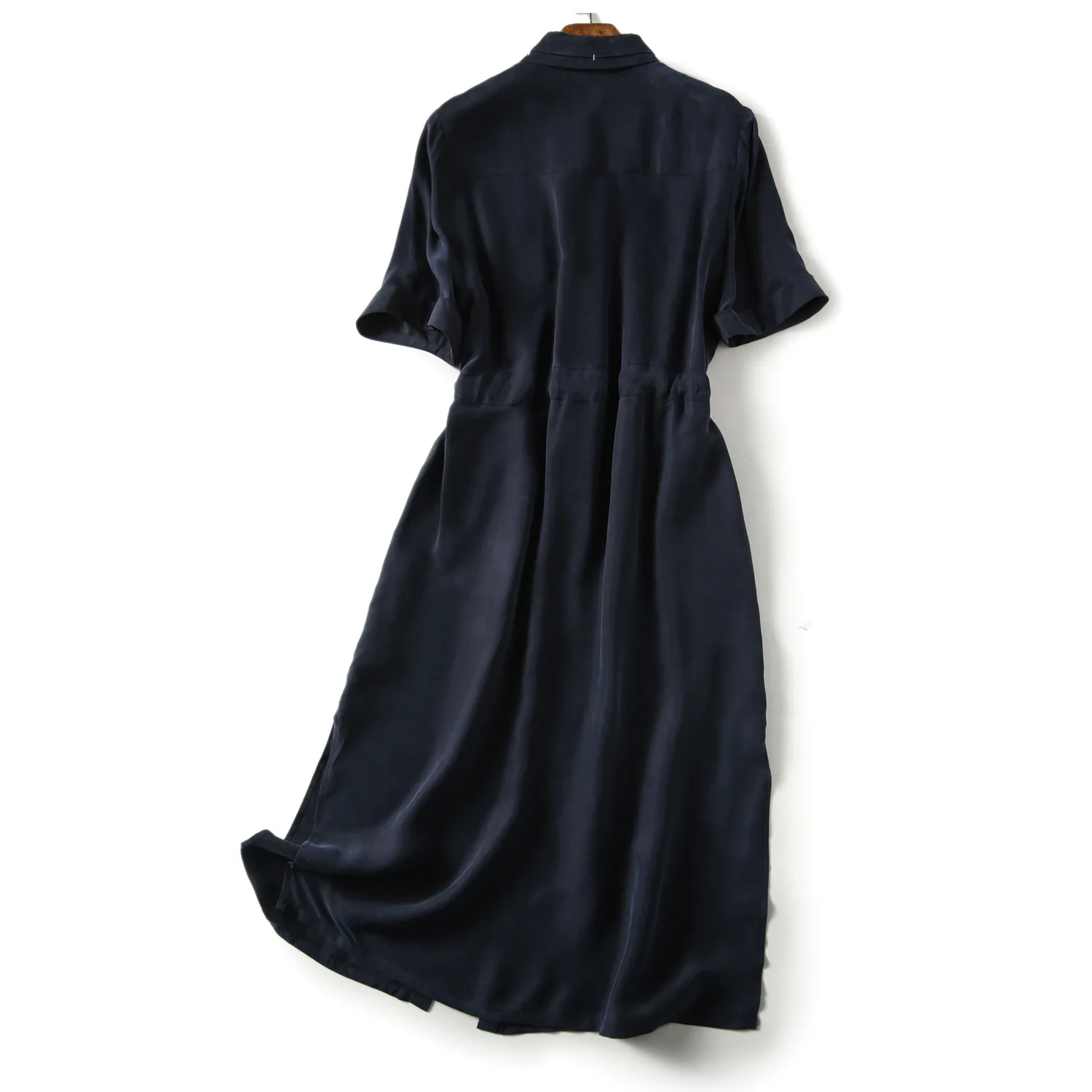 Streetwear korėjos stiliaus safari suknelė 2020 moterų trumpomis rankovėmis turn-žemyn apykaklės dvigubo kišenėje mygtuką suknelė su varčias