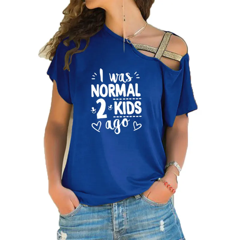Aš Buvau Normalus 2 Vaikai Prieš Spausdinti Juokinga Teeshirt Moterų trumpomis rankovėmis Vasarą Kietas Drabužius Prarasti Nereguliarus Nerijos Kryžiaus Tvarstis Viršūnes Tee