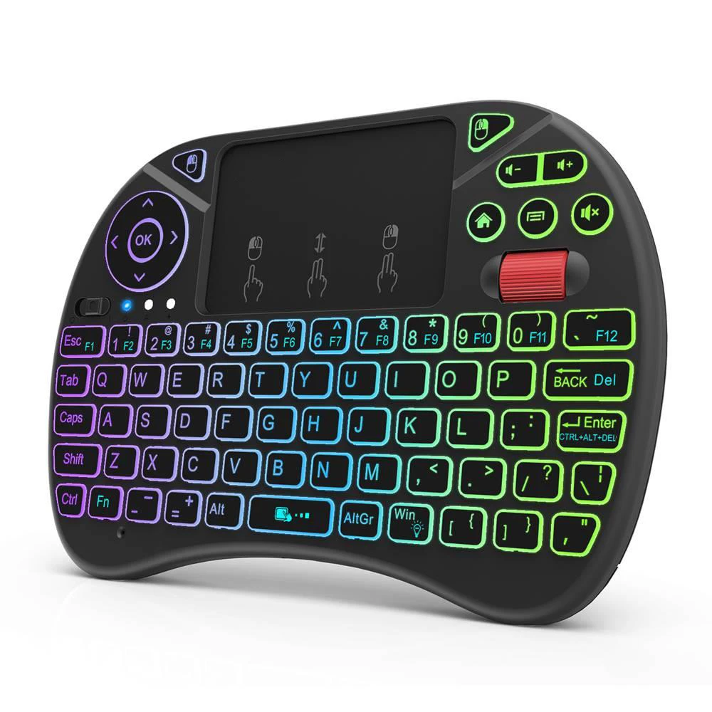 X8 RGB Apšvietimas 2.4 G Mini Belaidė klaviatūra QWERTY Klaviatūra, Touchpad Combo su Multi Touch & Ratuku