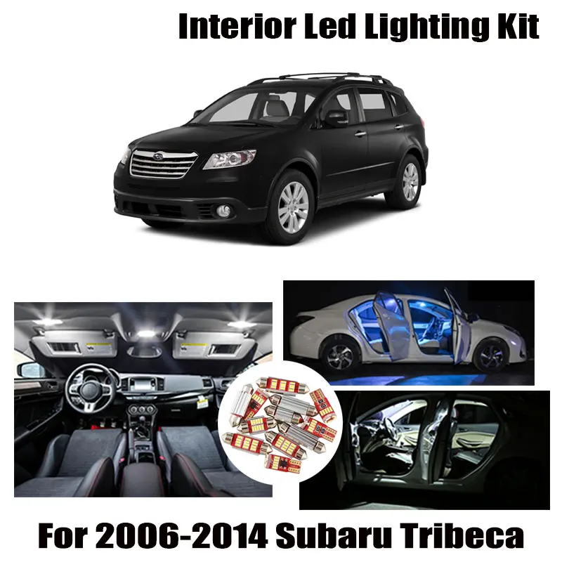 14pcs Baltas Automobilis, LED Lemputes, Interjero Žemėlapis Dome Light Kit Tinka 2006-2012 m. 2013 m. M Subaru Tribeca bagažo skyriaus Durų Licencijos numerio ženklo apšvietimo Žibintas