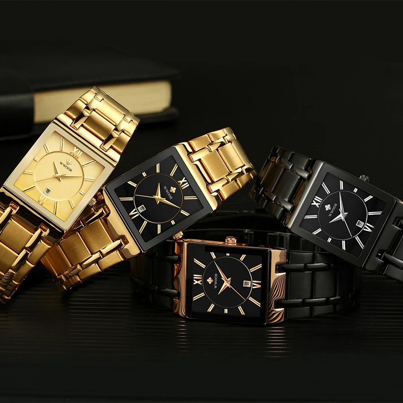 Reloj hombre 2020 WWOOR Aikštėje Laikrodžiai Vyrams Viršuje Luxury Gold Verslo Kvarco Mens Watch Vandeniui Nerūdijančio Plieno Riešo Žiūrėti