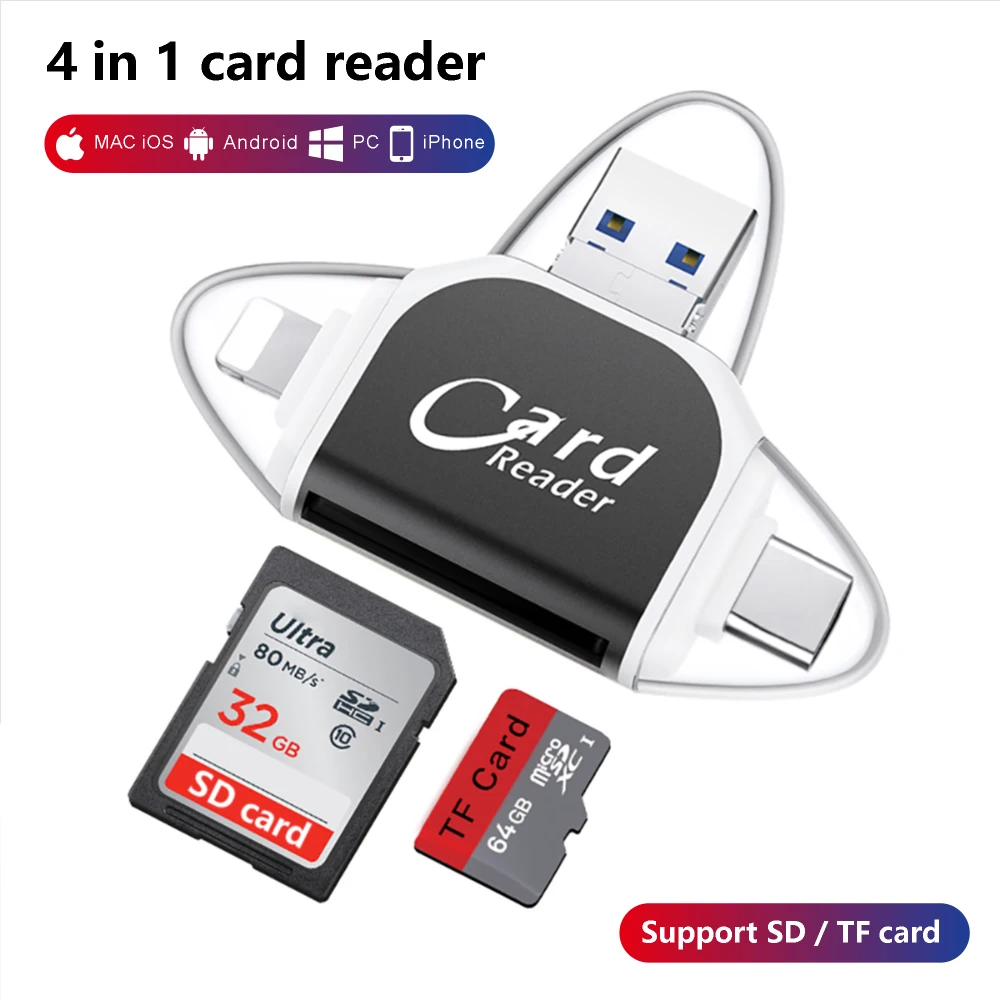 Aukštos Kokybės, 4 1 i Flash Drive USB Micro SD/TF Kortelių Skaitytuvo Adapteris, skirtas 