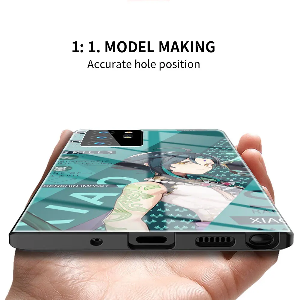 Grūdintas Stiklas Telefono dėklas, Skirtas Samsung Galaxy Note, 20 Ultra 5G 8 9 10 Plius Genshin Poveikio Žaidimas Hard Back Korpuso Dangtelį Coque Fundas