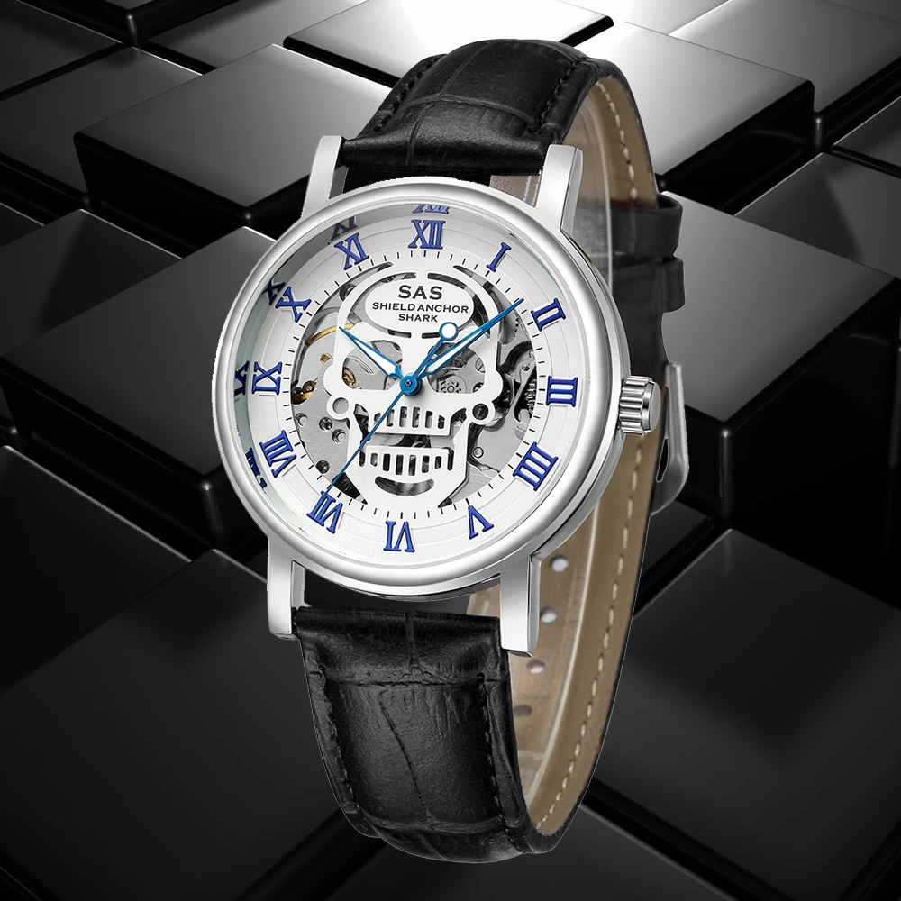 Vyriški Prabangūs, Aukso Mechaninė Riešo Žiūrėti Vyrų Odos Mados Skeletas Automatinis Mechaninis laikrodis Vyrų Laikrodis Montre Homme Reloj