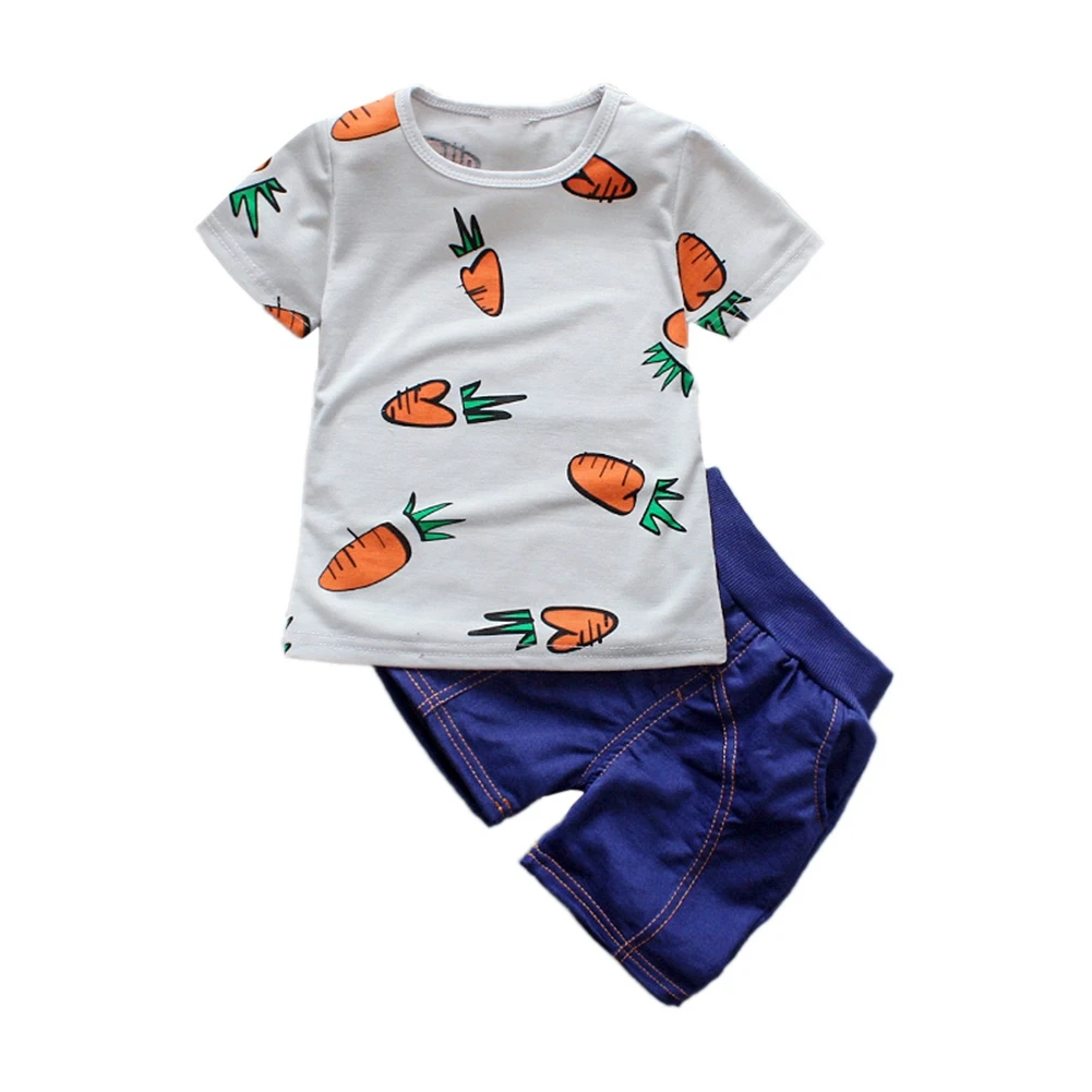 Vasaros Paprasta Nauja Stiliaus Kostiumas Bamblys Baby Vaikų Berniukų Morkos, T-marškinėliai, Topai Tee Kietas Trumpas Atsitiktinis Apranga Nustatyti Atsitiktinis Minkštas