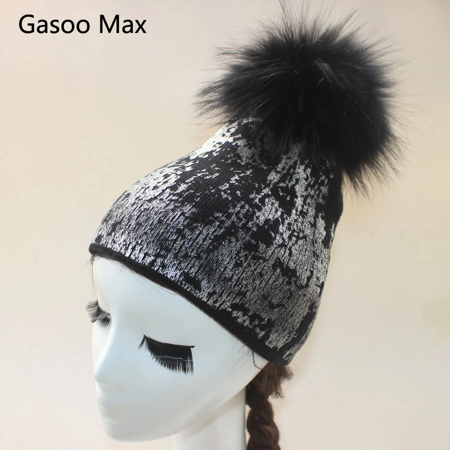 Rudenį, žiemą beanies skrybėlę unisex megzti vilnos Skullies laisvalaikio kepuraitė su nekilnojamojo usūrinių fox fur pompom vientisų spalvų slidinėjimo gorros bžūp