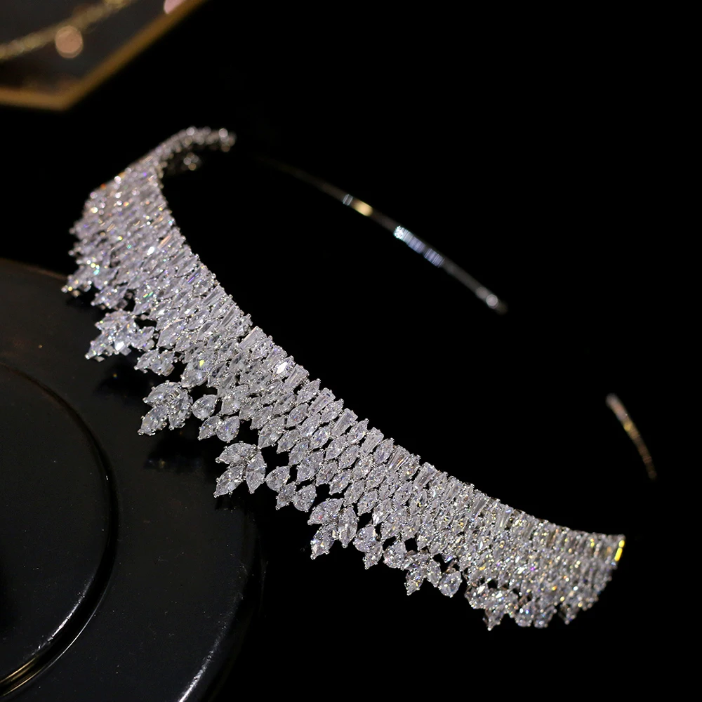 Naujas aukštos kokybės cirkonio vainikėlis nuotakos tiara karūna vestuvių plaukų aksesuarų, tiara lankelis crystal crown baigimo papuošalai