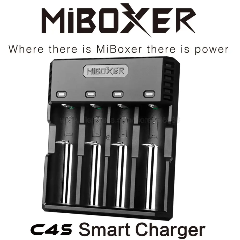 Miboxer C4S Smart Baterijų Kroviklis Li-ion (4,2 V) IMR INR už laikotarpį Ni-MH/Ni-Cd (1.48 V) 18650 14500 26650 18650 21700 AAA AA Baterijos