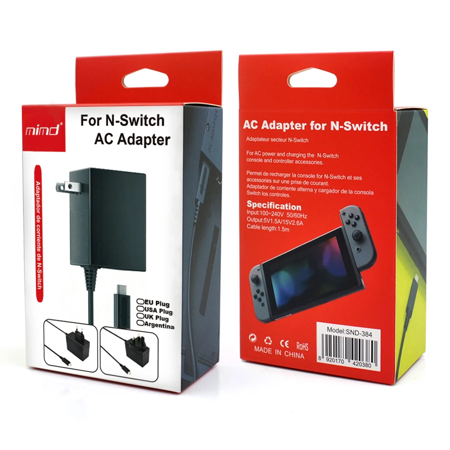 AC adapteris, Įkroviklis Nintend Jungiklis NR Žaidimų Konsolės Valdikliu ES MUMS Plug 1.5 m USB Įkrovimo Kabelis, Maitinimo šaltinis