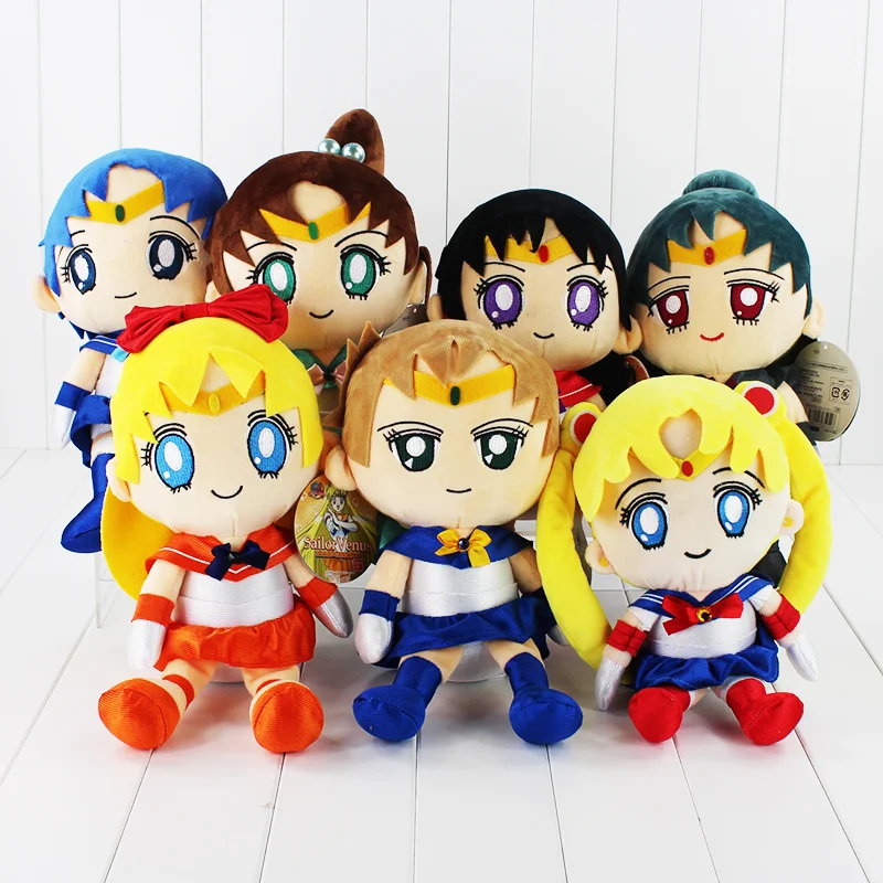 7Styles Pasirenkami Anime Sailor Moon Marsas, Jupiteris Venera Merkurijus Uranas, Plutonas Pliušiniai Žaislai Įdaryti Lėlės su Žyma 30cm