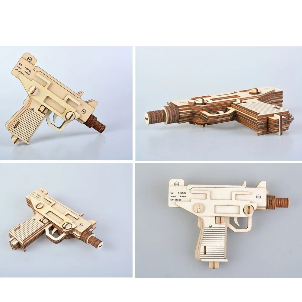 18cm UZI Mediniai Surenkami Žaislas Gun 3D Dėlionė 