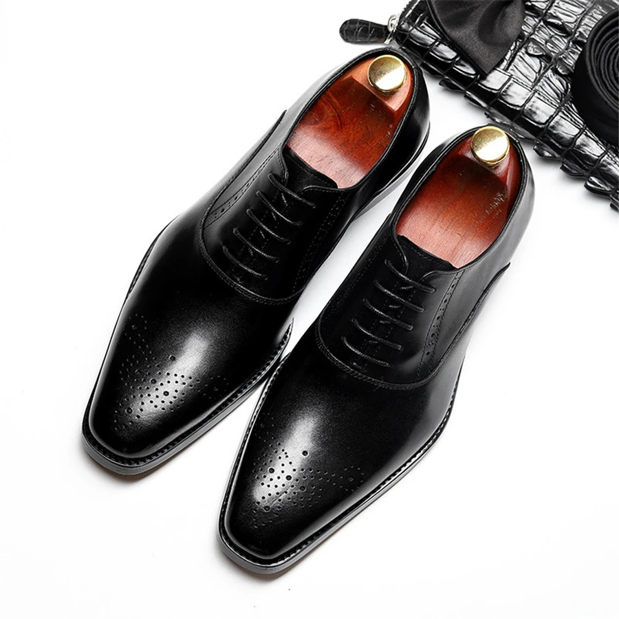 Originali karvės odos brogue verslo Vestuvių bateliai vyrai atsitiktinis butai, batai senovinių rankų darbo oksfordo bateliai vyrams 2019 raudona juoda